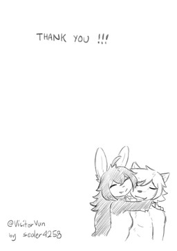 anthro anthro_on_anthro bangs bottomless bottomless_anthro bottomless_female clothed clothing duo female hair happy hug male nude nude_anthro nude_female pose simple_background smile text topless topless_anthro topless_female sealer4258 lewin_(sealer4258) zenith_(visitorvun) canid canine canis lagomorph leporid mammal rabbit wolf 2026 absurd_res artist_name comic detailed digital_drawing_(artwork) digital_media_(artwork) hi_res monochrome signature