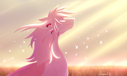 day female feral hair horn outside smile solo sun teeth wrappedvi mythology dragon mythological_creature mythological_scalie scalie 2019 digital_media_(artwork) hi_res