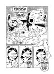 1_eye bed black_hair container cup detailed_background dialogue duo female fingers furniture gills hair holding_container holding_cup holding_mug holding_object lying male married_couple mug on_back scales speech_bubble text under_covers scribbltyhibblty regardless_family_fiends clive_(rff) eiko_(rff) animal_humanoid fish fish_humanoid humanoid marine marine_humanoid absurd_res comic english_text hi_res monochrome