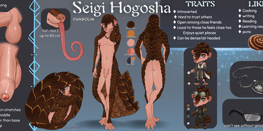 anthro balls bashful chibi cinnamon_bun claws curled_up erection eyewear food foreskin foreskin_play foreskin_pull front_view genitals glasses humanoid_genitalia humanoid_penis jewelry long_tongue magic male necklace nervous nude pastry paws penis rear_view roll runes scales scroll solo staff tail text tongue tongue_out unretracted_foreskin angellsview3 conditional_dnp seigi_hogosha mammal pangolin absurd_res digital_drawing_(artwork) digital_media_(artwork) english_text hi_res model_sheet