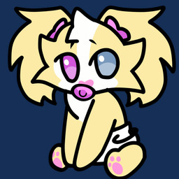 anthro blonde_hair clothed clothing collar diaper female hair heterochromia object_in_mouth pacifier pacifier_in_mouth pigtails pink_clothing pink_hairbow pink_pacifier solo wearing_diaper yellow_body young young_female anonymous_artist dollie_(triixs) bird_dog canid canine canis cocker_spaniel domestic_dog hunting_dog mammal spaniel 1:1 absurd_res alpha_channel hi_res