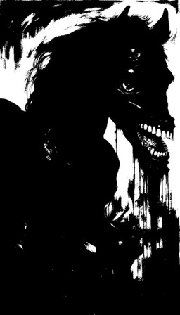 anthro bared_teeth bilemirth black_body male melting nightmare_fuel solo teeth unhappy893 equid equine horse mammal pony 4:7 digital_media_(artwork) hi_res monochrome