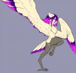 2017 action_pose anthro anus avian balls biped bird butt digital_media_(artwork) domestic_cat feathered_wings feathers feet felid feline felis fur gdhusali genitals hair ivory-raven jumping looking_at_viewer male mammal nipples nude pose simple_background smile solo standing talons toes wings