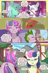 2:3 anthro blue_blush blush bodily_fluids bonbon_(mlp) braided_hair carousel_boutique child cold-blooded-twilight comic dialogue dragon earth_pony english_text equid equine eye_patch eyewear female feral friendship_is_magic group hair hasbro hi_res horn horse lyra_heartstrings_(mlp) male mammal mirror my_little_pony mythological_creature mythological_equine mythological_scalie mythology pony rarity_(mlp) sash scalie shaking shivering silhouette sparkles spike_(mlp) sweat sweatdrop text thought_bubble twilight_sparkle_(mlp) unicorn young