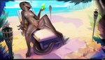 3_toes 5_fingers alcohol anthro beach beverage blush body_blush breasts feet female fingers genitals heart_symbol non-mammal_breasts nude pussy pussy_blush tail tiki_torch toes catcouch conditional_dnp tayla reptile scalie snake 2019