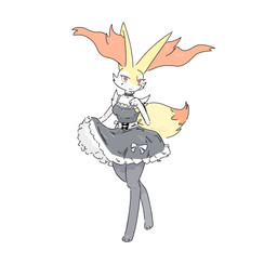 anthro arm_tuft black_body black_fur blush blush_lines bow_(feature) breasts cheek_tuft clothing countershade_face countershading dipstick_tail dress facial_tuft female female_anthro frilly frilly_clothing frilly_dress fur looking_at_viewer markings medium_breasts multicolored_body multicolored_fur orange_body orange_fur red_eyes shoulder_tuft simple_background slim_anthro slim_female small_waist smile solo tail tail_markings tuft white_body white_fur yellow_body yellow_fur kickhopper123 nintendo pokemon braixen generation_6_pokemon pokemon_(species) 2026 digital_drawing_(artwork) digital_media_(artwork) full-length_portrait hi_res portrait