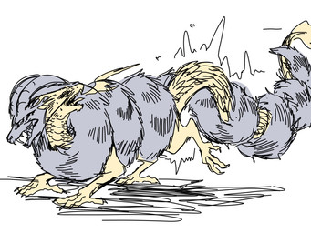 bdsm bondage bound claws coiling coiling_another coiling_around_torso duo female female/female feral fire horn long_body serpentine simple_background tail toe_claws silverywhite asian_mythology chinese_mythology east_asian_mythology mythology touhou yachie_kicchou yuuma_toutetsu bovid caprine dragon eastern_dragon jidiao mammal monster mythological_creature mythological_scalie scalie sheep taotie 4:3
