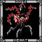 16-bit 1:1 ambiguous_gender black_background border bovid bovine cattle digital_media_(artwork) english_text feral grey_border grey_text heart_(organ) heart_creature lord_sforcer mammal monster number organ_creature organs pixel_(artwork) quadruped red_body red_tentacles scp-058 scp_foundation simple_background solo spot_color standing stinger tentacles text