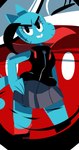 angry anthro black_eyes blue_body blue_fur bottomwear breasts clothed clothing curvy_figure detailed_background eyebrows female front_view fur hand_on_hip looking_at_viewer mature_female on_model shirt skirt small_breasts snaggle_tooth solo standing topwear kingraam cartoon_network the_amazing_world_of_gumball nicole_watterson domestic_cat felid feline felis mammal digital_media_(artwork) lineless