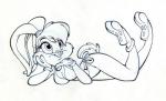 3_toes 4_fingers anthro bangs big_breasts bikini breasts buckteeth cleavage clothed clothing feet female fingers gloves handwear pose simple_background solo swimwear teeth toes two-piece_swimsuit white_background bobguthrie looney_tunes warner_brothers lola_bunny lagomorph leporid mammal rabbit monochrome sketch