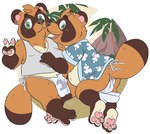 aloha_shirt anthro asian_clothing belly bulge butt clothing duo east_asian_clothing fundoshi japanese_clothing male overweight overweight_male pattern_clothing pattern_shirt pattern_topwear pawpads shirt topwear underwear white_clothing white_fundoshi white_underwear tbid animal_crossing nintendo timmy_nook tommy_nook canid canine mammal raccoon_dog tanuki 2022 hi_res brother_(lore) brothers_(lore) sibling_(lore) twins_(lore)