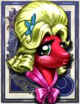 blonde_hair clothed clothing crossdressing drag_(fashion) drag_queen feral fur green_eyes hair looking_at_viewer male red_body red_fur smile solo wig harwick friendship_is_magic hasbro my_little_pony big_macintosh_(mlp) orchard_blossom_(mlp) earth_pony equid equine horse mammal pony 2016 portrait