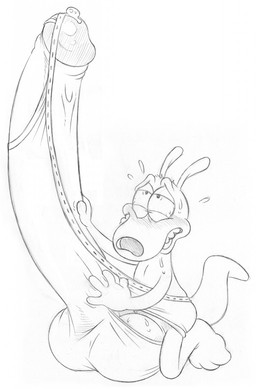 anthro balls big_balls big_penis blush bodily_fluids bulge clothing corruption genital_fluids genitals humanoid_genitalia humanoid_penis hyper male penis precum simple_background solo stroking_penis transformation underwear brainsister nickelodeon rocko's_modern_life rocko_rama macropod mammal marsupial wallaby hi_res monochrome