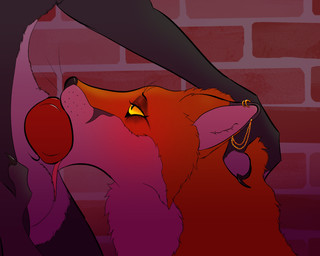 ambiguous_gender animal_genitalia animal_penis anthro anthro_on_feral bestiality canine_genitalia canine_penis dominant ear_piercing eyeliner fellatio feral genitals intersex intersex/male larger_dom makeup male oral penile penis piercing rough_sex running_makeup semi-anthro sex size_difference toothyfops charlie_(toothyfops) canid canine fox mammal 5:4 hi_res nonbinary_(lore)