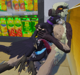 after_sex anthro beak bodily_fluids collar collar_only cuddling cum cum_on_belly cum_on_body cum_on_face duo erection eyes_closed feathers genital_fluids genitals low_poly lying male male/male nude penis tail kobold_dellarte raumsk accipitriform avian bird corvid corvus_(genus) crow kobold oscine osprey passerine scalie 3d_(artwork) digital_media_(artwork) hi_res