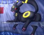 anus blush butt diving_board female feral genitals inside looking_at_viewer pawpads paws presenting presenting_hindquarters pussy raised_tail red_eyes red_sclera solo swimming_pool tail water xilrayne nintendo pokemon eeveelution generation_2_pokemon pokemon_(species) umbreon 5:4 hi_res