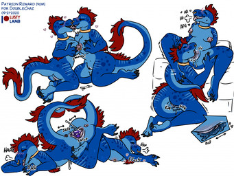 anthro ass_to_ass breast_squish breasts breasts_frottage clone cunnilingus dildo double_dildo duo female female/female oral selfcest sex sex_toy square_crossover squish tail tail_fetish tail_play vaginal conditional_dnp lustylamb reptile scalie 4:3