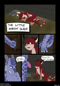 age_difference anthro bodily_fluids claws crying dialogue duo erection female flat_chested forced genitals imminent_rape imminent_sex larger_male loli male nude older_male penis sex_slave size_difference slave smaller_female tears text vulva young young_anthro young_female younger_female arkaid microsoft the_elder_scrolls argonian felid khajiit mammal reptile scalie comic english_text hi_res multiple_scenes