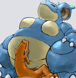 ambiguous_gender belly belly_smother belly_squish big_belly breasts crouching crush dominant dominant_female duo female feral horn larger_female looking_down low-angle_view narrowed_eyes overweight overweight_female overweight_feral pinned pinned_by_belly pinned_to_ground pinning_down restrained sitting_on_another size_difference smile smug smug_face spiral spiral_eyes squish struggling tailbutt under_belly weight_difference wide_crotch worm's-eye_view po_chf nintendo pokemon charizard generation_1_pokemon nidoqueen pokemon_(species) scalie 2021 absurd_res hi_res signature