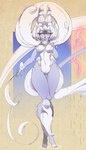 anthro biped blue_eyes breasts electricity eyebrows featureless_breasts featureless_crotch female fingers hair lightning open_mouth solo white_hair honowyn cc-by-nc-sa creative_commons deity lagomorph leporid mammal rabbit absurd_res hi_res