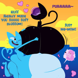abdominal_bulge after_vore ambiguous_gender anthro belly big_belly big_butt biped black_body blue_body bouncing_butt butt butt_jiggle duo eyewear fatal_vore glasses glistening glistening_butt hand_on_another's_butt hand_on_butt heart_symbol hug huge_belly huge_butt hugging_another hugging_butt hyper hyper_belly hyper_butt jiggling motion_lines one_eye_closed open_mouth outside purring rear_view rumbling_stomach sagging_butt side_view sitting sitting_on_fence smile soft_vore standing tail text vore weight_gain whiskers wiggle_lines x_eyes afraart fetch!_with_ruff_ruffman pbs blossom_(fetch_with_ruff_ruffman) charlene_poodle lupine_(fetch_with_ruff_ruffman) canid canine canis domestic_cat domestic_dog felid feline felis mammal poodle 1:1 absurd_res english_text hi_res signature female_(lore)