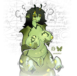 antennae_(anatomy) areola big_breasts breasts clitoris confusion eyelashes female front_view frontal_taur_genitals frontal_taur_vulva genitals hair humanoid_genitalia humanoid_vulva nipples nude plump_labia pointy_ears question_mark short_hair solo surprised tongue tongue_out vulva anmoriiii arthropod beetle caterpillar insect larva taur digital_media_(artwork) hi_res meme shaded