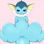 female feral genitals looking_at_viewer lying on_back presenting presenting_pussy pussy simple_background solo spread_legs spreading wasabi_(artist) nintendo pokemon eeveelution generation_1_pokemon pokemon_(species) vaporeon 1:1 2018 hi_res