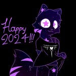 anthro black_background clothed clothing female holidays panties purple_eyes simple_background smile solo tail text underwear young young_anthro young_female dirtkat new_year new_year_2024 nova_(dirtkat) canid canine canis eldritch_being mammal wolf 1:1 digital_media_(artwork) english_text