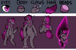 3:2 accessory beads claws digital_media_(artwork) generation_5_pokemon hair hair_accessory hair_beads hi_res jester_(overgrown_lizards) long_hair magic model_sheet nintendo pokemon pokemon_(species) portal purple_body purple_claws purple_hair shiny_pokemon shocked solo taiden2 zoroark