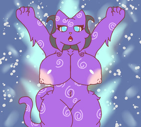 anthro breasts casting_spell collar electricity female magic magic_user small_waist solo thick_thighs wide_hips amalgama125 mewgenics lucy_(mewgenics) domestic_cat felid feline felis mammal