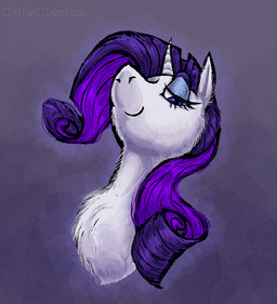 blue_eyes confident confident_female eyelashes female feral hair half-closed_eyes horn makeup narrowed_eyes purple_hair smile solo white_body deidad_dissitum friendship_is_magic hasbro my_little_pony mythology rarity_(mlp) equid equine mammal mythological_creature mythological_equine unicorn hi_res portrait