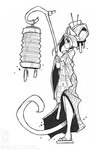 accessory anthro asian_clothing chinese_clothing clothed clothing dress east_asian_clothing female fully_clothed hair hair_accessory hair_bun hair_sticks lamp lantern paper_lantern solo staff conditional_dnp jollyjack sequential_art kat_vance domestic_cat felid feline felis mammal black_and_white monochrome