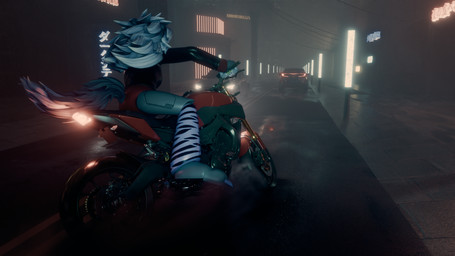 anthro car city female fog machine motorcycle on_model riding_motorcycle solo street tail urban vehicle anonamine five_nights_at_freddy's five_nights_at_freddy's:_security_breach scottgames steel_wool_studios roxanne_wolf animatronic canid canine canis mammal robot wolf 16:9 3d_(artwork) blender_(artwork) digital_media_(artwork) hi_res widescreen