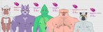 belly_tattoo body_hair brown_body brown_eyes brown_skin chest_hair clothed clothing eye_scar facial_hair facial_scar fur green_body group height_comparison male multicolored_eyes muscular muscular_male nude pink_body purple_body purple_fur red_eyes scar shoulder_hair simple_background tattoo text topless topless_male two_tone_eyes white_body white_fur yellow_eyes wkd nintendo star_fox algy andrew_oikonny leon_powalski pigma_dengar wolf_o'donnell canid canine canis chameleon domestic_pig haplorhine lizard mammal monkey primate reptile scalie suid suine sus_(pig) wolf english_text hi_res