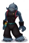 3_fingers 3_toes belt clothed clothing feet fingers grey_body grey_skin holster male muscular muscular_male plasma_blaster_(lilo_and_stitch) plasma_gun simple_background sneer solo standing toes uniform white_background white_eyes lynxgriffin disney lilo_and_stitch gantu alien 2013 digital_media_(artwork) full-length_portrait portrait signature