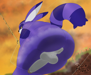 against_surface anthro anus balls big_balls big_butt big_penis bodily_fluids butt fishing fishing_rod fluffy fluffy_tail fur genitals huge_butt long_ears low-angle_view male markings nude on_glass outdoor_nudity overweight overweight_male penis perineum puffy_anus purple_body purple_fur sitting_on_glass solo striped_body striped_markings striped_tail stripes sweat sweaty_butt tail tail_markings text white_anus white_balls white_penis yellow_eyes bonebees sega sonic_the_hedgehog_(series) big_the_cat domestic_cat felid feline felis mammal 2026 artist_name digital_drawing_(artwork) digital_media_(artwork) hi_res