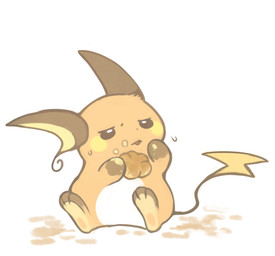 bread food male open_mouth simple_background sitting solo kanannbo nintendo pokemon generation_1_pokemon pokemon_(species) raichu 2017