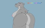 anthro big_butt blush butt eyes_closed female glistening glistening_body grey_body mature_female nipples obese obese_female overweight overweight_female short_tail smile solo tail truffles_(sundaecatshop) sundaecatshop common_hippopotamus hippopotamid mammal 16:10 widescreen