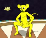 anthro arena balls crouching foreskin genitals humanoid_genitalia humanoid_penis male masturbation nude penile penile_masturbation penis solo yellow_body yellow_penis acidskunkwolf dragon_ball dragon_ball_super quitela mammal mouse murid murine rodent hi_res