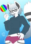 1978_rainbow_pride_colors anthro black_sclera female fur lgbt_pride pride_colors solo white_body white_fur bearbox_doodletimes jennifer_nyte canid canine canis mammal wolf hi_res