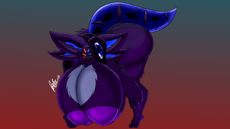 anthro big_breasts big_butt big_tail breasts butt female fluffy huge_breasts huge_butt hyper multi_breast multi_ear multi_eye slime tail tentacles project_alex absurd_res hi_res