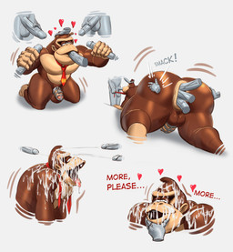 accessory ahegao anal anal_penetration anthro balls begging_for_more bodily_fluids bukkake butt_slap chastity_cage chastity_device cum cum_in_mouth cum_inside cum_on_face disembodied_hand disembodied_penis eye_roll fellatio fucked_silly gangbang genital_fluids genitals group group_sex handjob head_grab headpat heart_symbol lock looking_pleasured male male/male masturbation multiple_insertions muscular muscular_bottom muscular_male muscular_sub necktie oral oral_penetration padlock pecs penetration penile penile_masturbation penis penis_everywhere sex slap spanking spitroast submissive submissive_male text thick_thighs triple_anal triple_penetration lotolotl donkey_kong_(series) nintendo donkey_kong_(character) ape haplorhine mammal primate absurd_res english_text hi_res