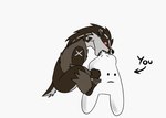 bite brown_body brown_fur fur male simple_background solo white_background white_body white_fur alex.fetter nintendo pokemon alex_(alex.fetter) generation_8_pokemon obstagoon pokemon_(species) 2_frame_animation animated short_playtime