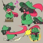 anthro clothing eyewear glasses hat headgear headwear male musical_note musical_symbol scarf singing solo symbol cocoa-ando deltarune undertale_(series) ralsei bovid caprine goat mammal 1:1