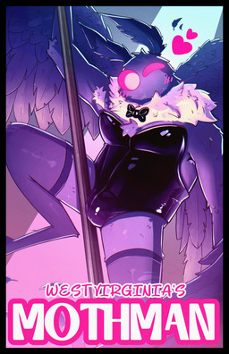 anthro black_border blush border bow_tie bulge clothing dancing fake_ears fake_rabbit_ears heart_symbol legwear male one_eye_closed playboy_bunny playboy_outfit pole pole_dancing red_eyes solo stockings stripper stripper_pole wings wink joshfoxden mothman arthropod insect lepidopteran moth hi_res