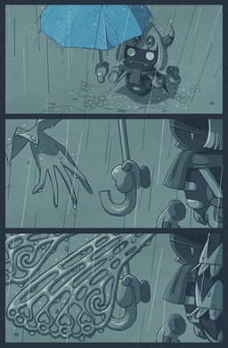 2_horns 3_panel_comic 4_eyes 6_hands ambiguous_gender anthro black_border border clothing cute_fangs duo empty_eyes fangs female floating_hands flower gloves grey_background handwear heart_symbol holding_object holding_umbrella horn insect_wings legless multi_eye multi_hand outside plant raining scarf simple_background size_difference teeth umbrella wings 5health kirby:_triple_deluxe kirby_(series) nintendo queen_sectonia taranza arachnid arthropod hymenopteran insect spider spidr wasp 2020 comic digital_drawing_(artwork) digital_media_(artwork) hi_res monochrome male_(lore)