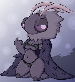 antennae_(anatomy) anthro biped breasts clothing female fur lingerie navel navel_piercing neck_tuft piercing shadow solo tuft zinzoa hollow_knight_(franchise) team_cherry seer_(hollow_knight) arthropod insect lepidopteran moth 2025 absurd_res hi_res