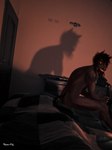 anthro bed black_body black_hair blood bodily_fluids creepy dream fangs first_person_view furniture hair humanoid_hands looking_at_viewer male muscular nightmare nightmare_fuel nude photo real realistic red_eyes scary sharp_teeth sitting smile smiling_at_viewer solo teeth kimero_kat moloch_gidianni equid equine horse humanoid mammal sleep_paralysis_demon vampire 3:4 absurd_res digital_media_(artwork) hi_res story story_in_description