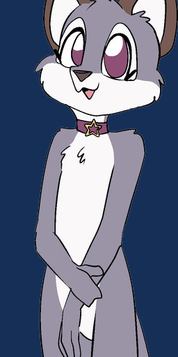 anthro collar female nude paws purple_eyes standing tail young fuf whisper_(ahydraulicpress) canid canine fox mammal alpha_channel hi_res herm_(lore)