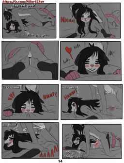anthro anthro_on_anthro black_hair black_nose blood bodily_fluids cum cum_in_uterus cum_in_vagina cum_inside dialogue doggystyle ejaculation entwined_tails female female_anthro female_penetrated first_orgasm from_behind_position fur genital_fluids genitals grey_body grey_fur hair internal looking_pleasured male male/female male_anthro male_penetrating male_penetrating_female nude nude_anthro nude_female nude_male penetration penis pink_body pink_nose red_penis sex simple_background solo tail tail_coil text translucent translucent_body uterus vaginal vaginal_penetration vulva white_body white_fur x-ray_view allartskye kia_(allartskye) skye_(allartskye) american_opossum canid canine canis mammal marsupial wolf comic english_text hi_res url